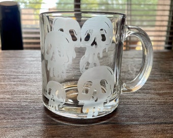 Spooky Drip Skulls 13oz Etched Glass Mug
