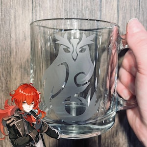 Diluc Constellation Genshin Impact Etched Glass Mug