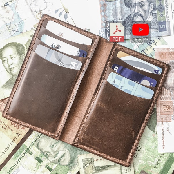 Leather Wallet Pattern, Leather Vertical Wallet Template, Leather Wallet Pdf, Free DIY Video Tutorial