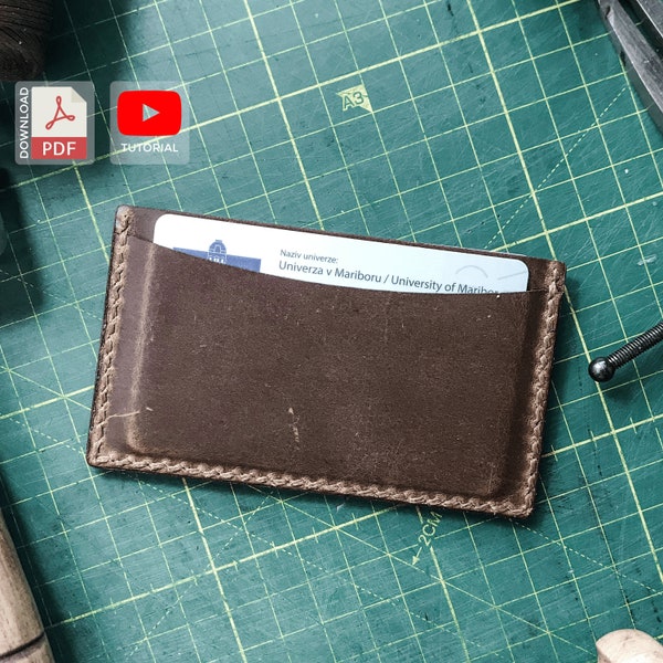 Leather Card Holder Pattern, Leather Card Holder Template, Leather Card Holder Pdf, Free DIY Video Tutorial (S)