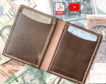 Leather Wallet Pattern, Leather Vertical Wallet Template, Leather Wallet Pdf, Free DIY Video Tutorial
