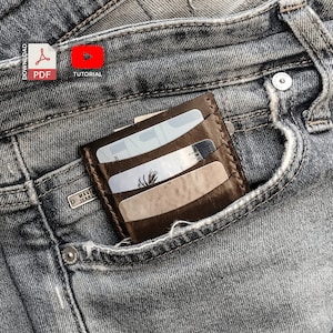 Leather Card Holder Pattern, Leather Card Holder Template, Leather Card Holder Pdf, Free DIY Video Tutorial