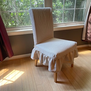 Custom Dining Chair Slipcover w/ short gathered skirt