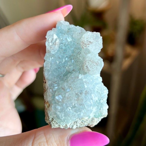 Quartz after Aurichalcite from Mexico, Flowering Quartz, Blue Crystals, Mineral Specimen, Rockhound Gifts