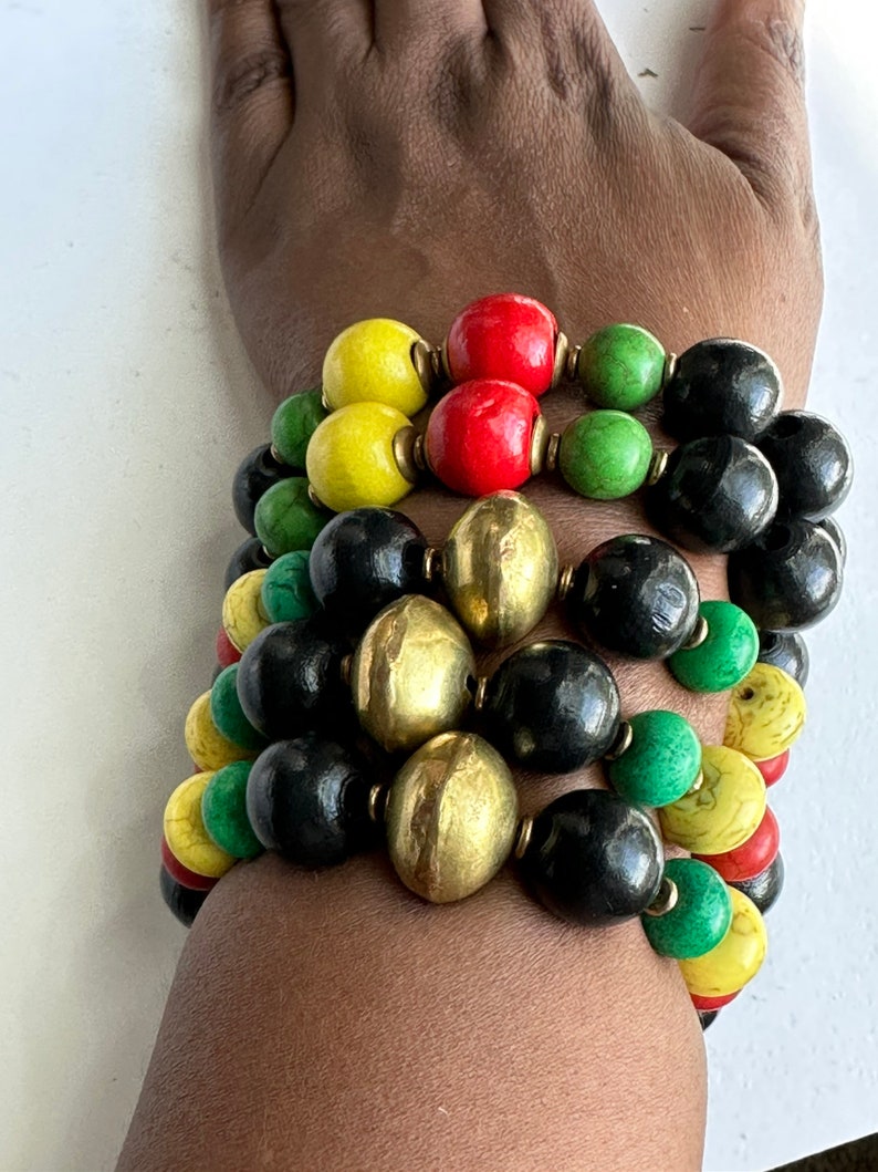 Black Red Yellow Green Wood and Brass Unisex Etsy