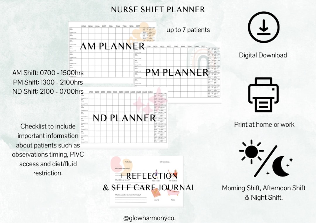 Nursing Shift Planner Etsy