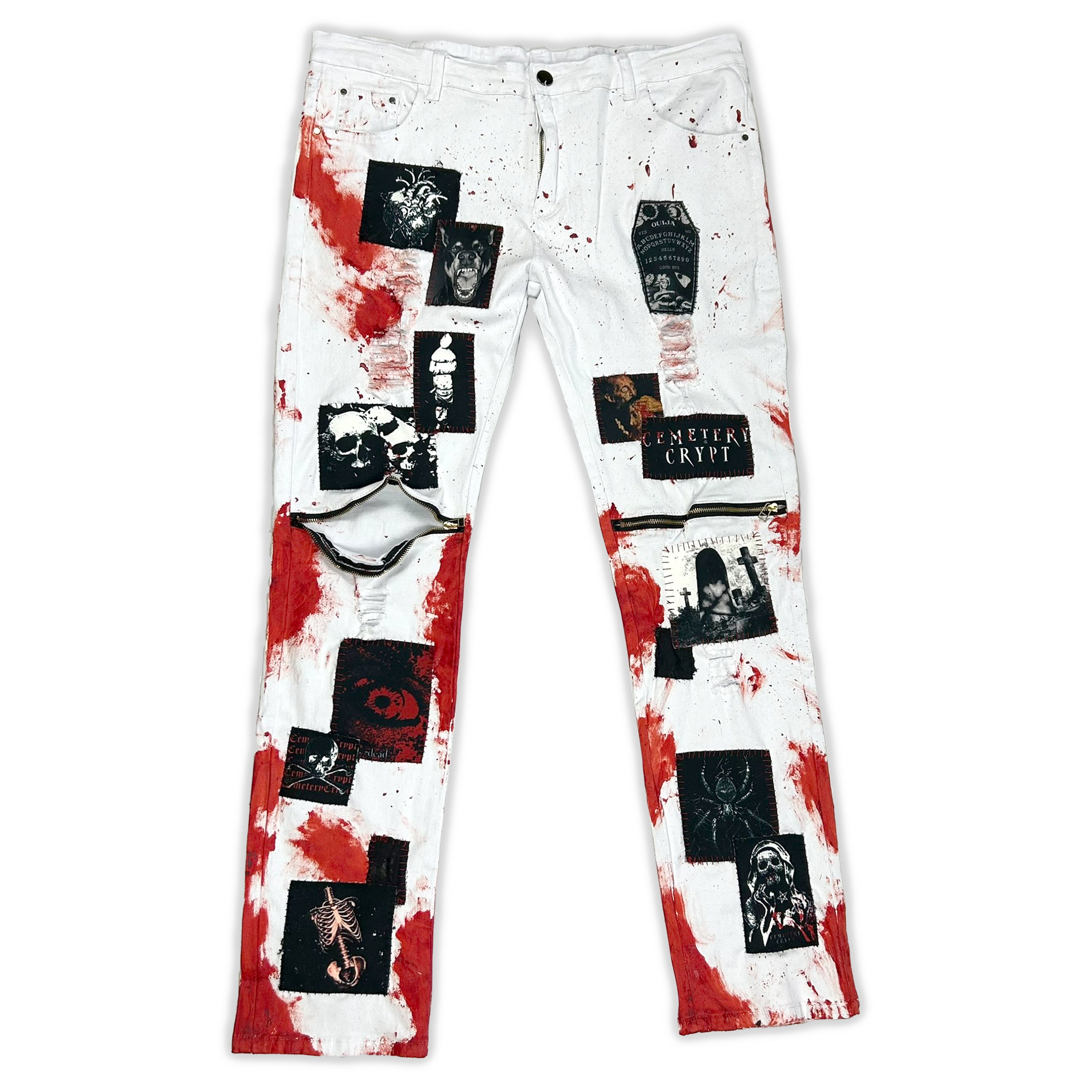 【国内発送/関税込!!】JCAESAR★Bloodstain Knife Cut Denim Bloody Casket Zipper Denim Jeans - Etsy