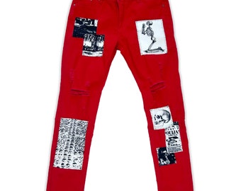 Cemetery Red Denim Jeans