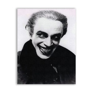 May include: Black and white photograph of a man with a sinister smile. He is wearing a dark suit and has slicked back hair.