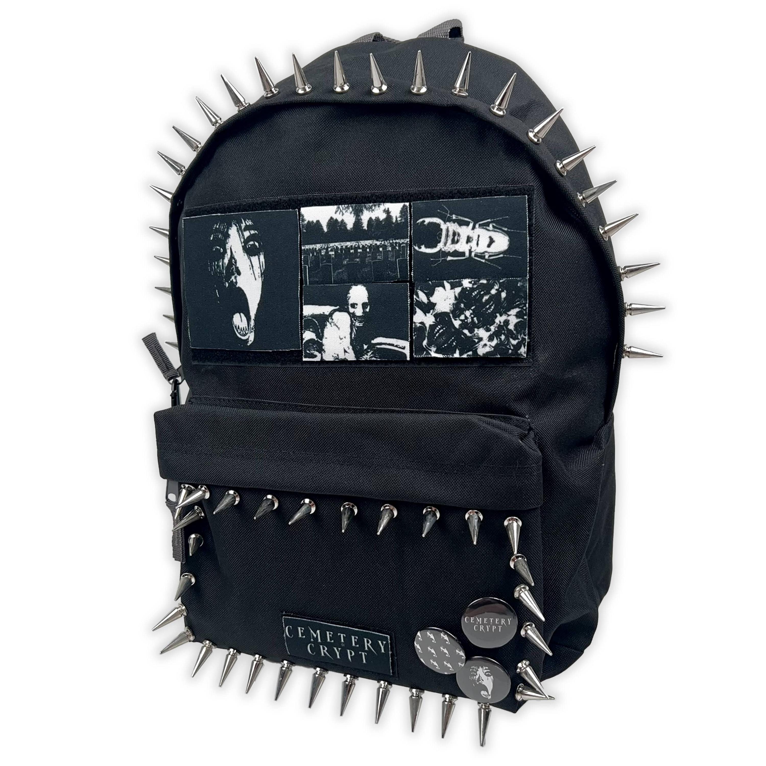 cross studs chain leather backpack 地雷 Crypt Spiked Backpack - Etsy