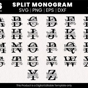 Split Monogram Svg Bundle | Font Monogram Svg Bundle | Split Monogram Frame Alphabet | Split Monogram Letters Svg | Last Name Svg |Letters
