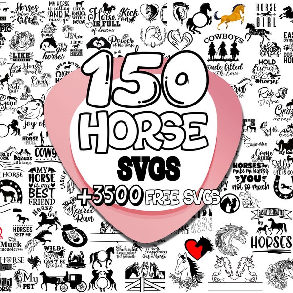 Horse Svg | Horse Svg Bundle | Equestrian Svg | Horse Silhouette | Horseshoe SVG | Horse Head Svg | Horse Lover Svg | Horse Girl Svg | Horse