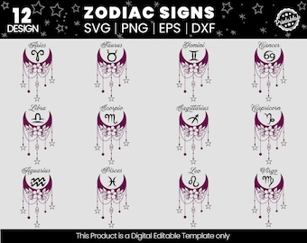 Zodiac Svg | Zodiac Signs SVG Bundle | Constellation Svg | Astrology Signs Svg | Zodiac Symbols Svg | Constellation Signs Svg | Horoscope