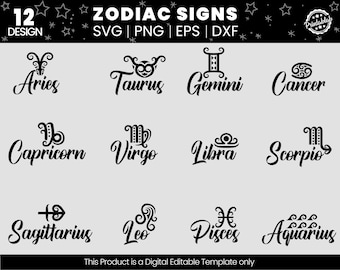 Zodiac Svg | Zodiac Signs SVG Bundle | Constellation Svg | Astrology Signs Svg | Zodiac Symbols Svg | Constellation Signs Svg | Horoscope