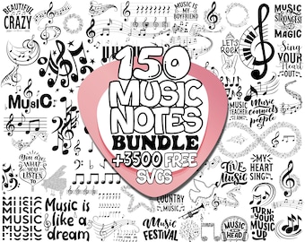 Music Notes Svg | Guitar Note Svg | Musical Notes Clipart | Music Lover | Music Note Svg Bundle | Treble Clef | Notes Dancing |Music Key Svg