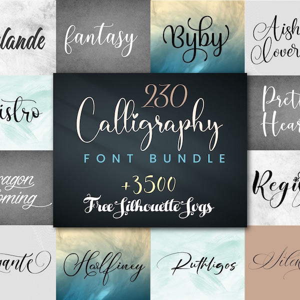 Calligraphy Font Bundle | 230 Calligraphy Fonts  | Wedding Font Bundle | Handwritten Font | Script Font | Handwriting Font | Script Font
