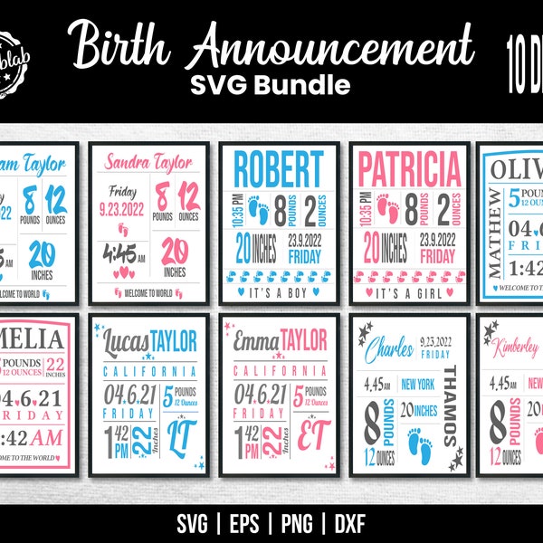 Birth Stats Baby Svg | Birth Stats Sign Bundle | Baby Birth Announcement Template Svg | Baby Keepsake Template SVG | Newborn SVG | Stats SVG