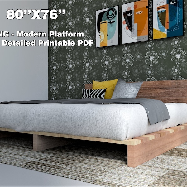 King Platform Bed Etsy