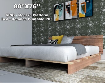KING - Modern Platform Bed - Detailed Printable PDF Instructions