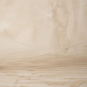 Op de afbeelding: Abstract kunstwerk in neutrale tinten. De afbeelding toont een mix van beige en crèmekleurige tinten, met subtiele lijnen en texturen die een gevoel van diepte en beweging creëren. De compositie roept een minimalistische esthetiek op.