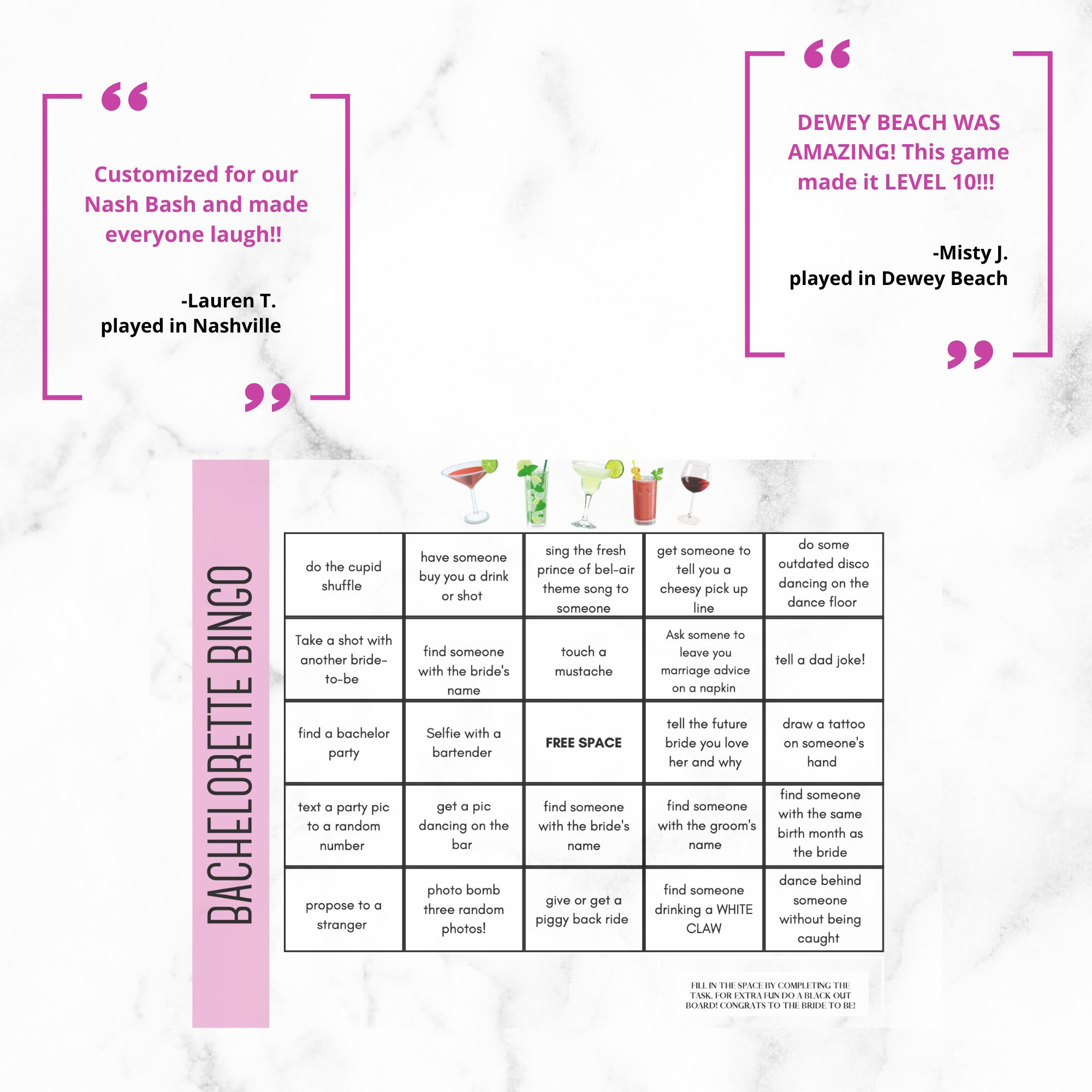 Bachelorette Party Bingo Game Bachelorette Party Games Etsy