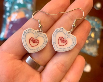 Heart container earrings