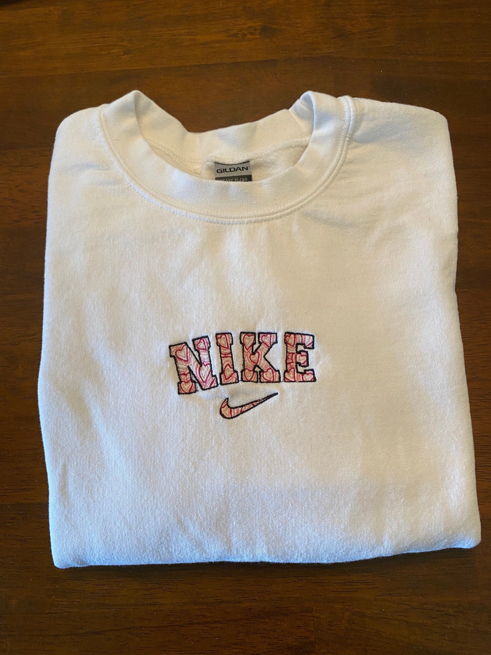 Embroidered Nike Heart Crewneck | Etsy
