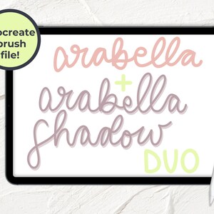 Arabella and Arabella Shadow Duo, Procreate .Brush File, Procreate Brush for iPad, Procreate Brush lettering, procreate lettering, monoline
