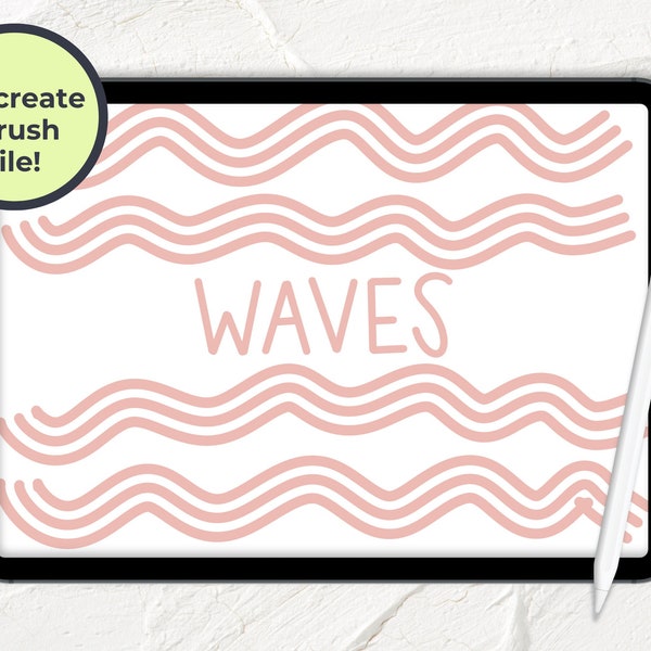 Waves Brush, Procreate .Brush File, Procreate Brush for iPad, Procreate Brush for waves, wavy brush, three lines, minimalist, monoline, fun