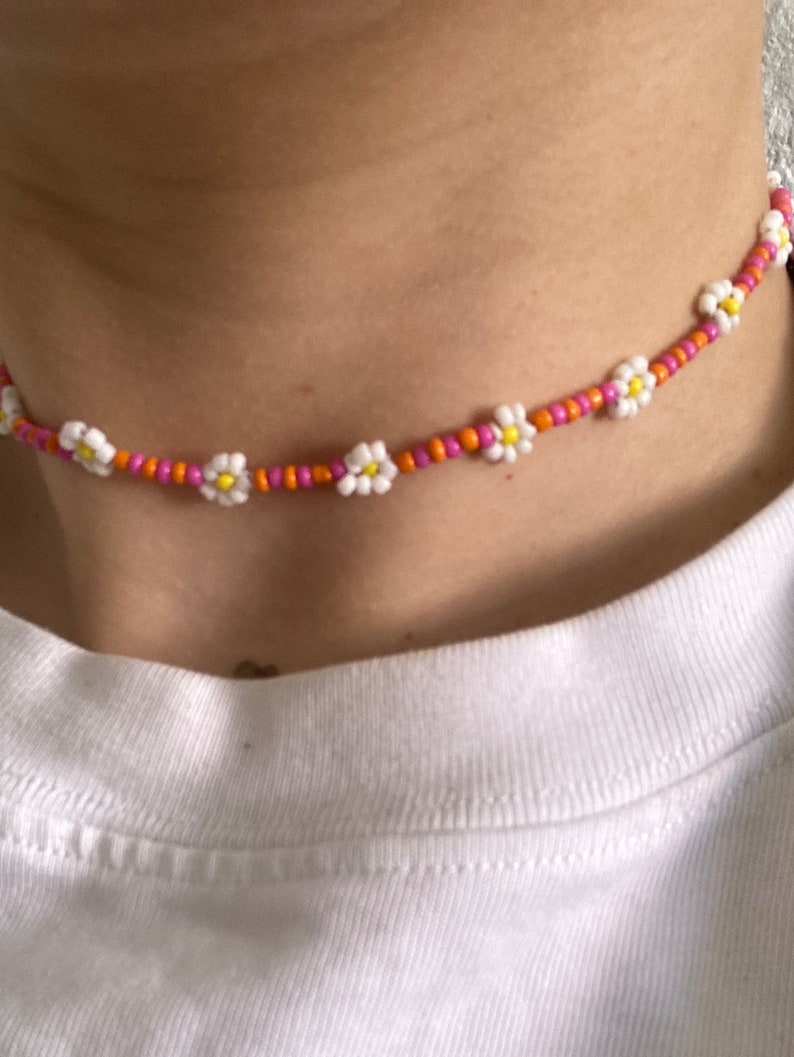 Handgemachte Choker mit Blumen /beaded necklace/ Daisy Bild 2