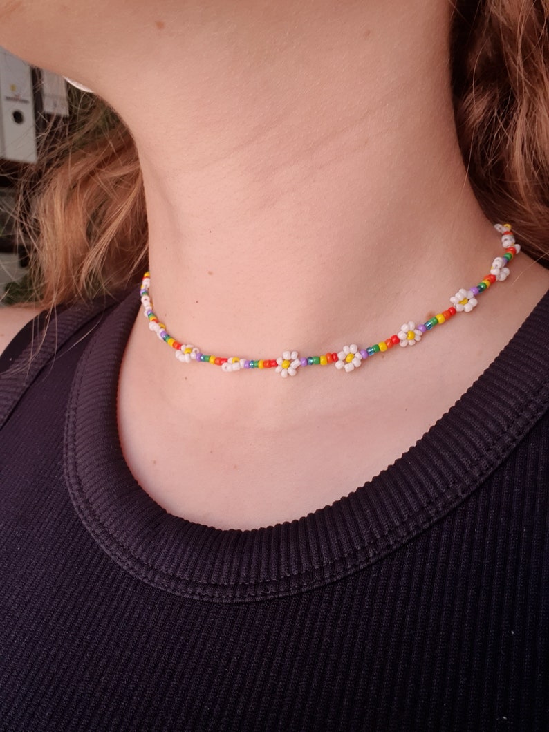 Handgemachte Choker mit Blumen /beaded necklace/ Daisy Bild 3