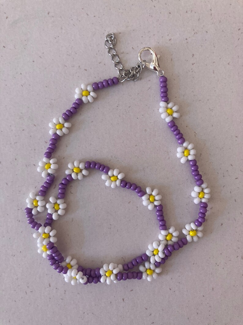 Handgemachte Choker mit Blumen /beaded necklace/ Daisy Bild 5