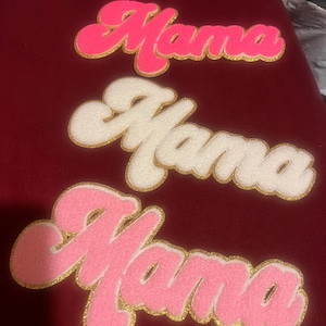 MAMA & LOVE Chenille Iron-On Patches – DIY Jacket, Tote, and Sweatshirt Appliqué