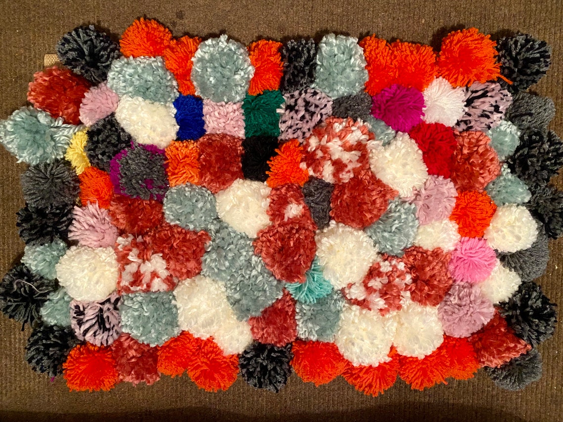 Handmade pom pom rug Etsy