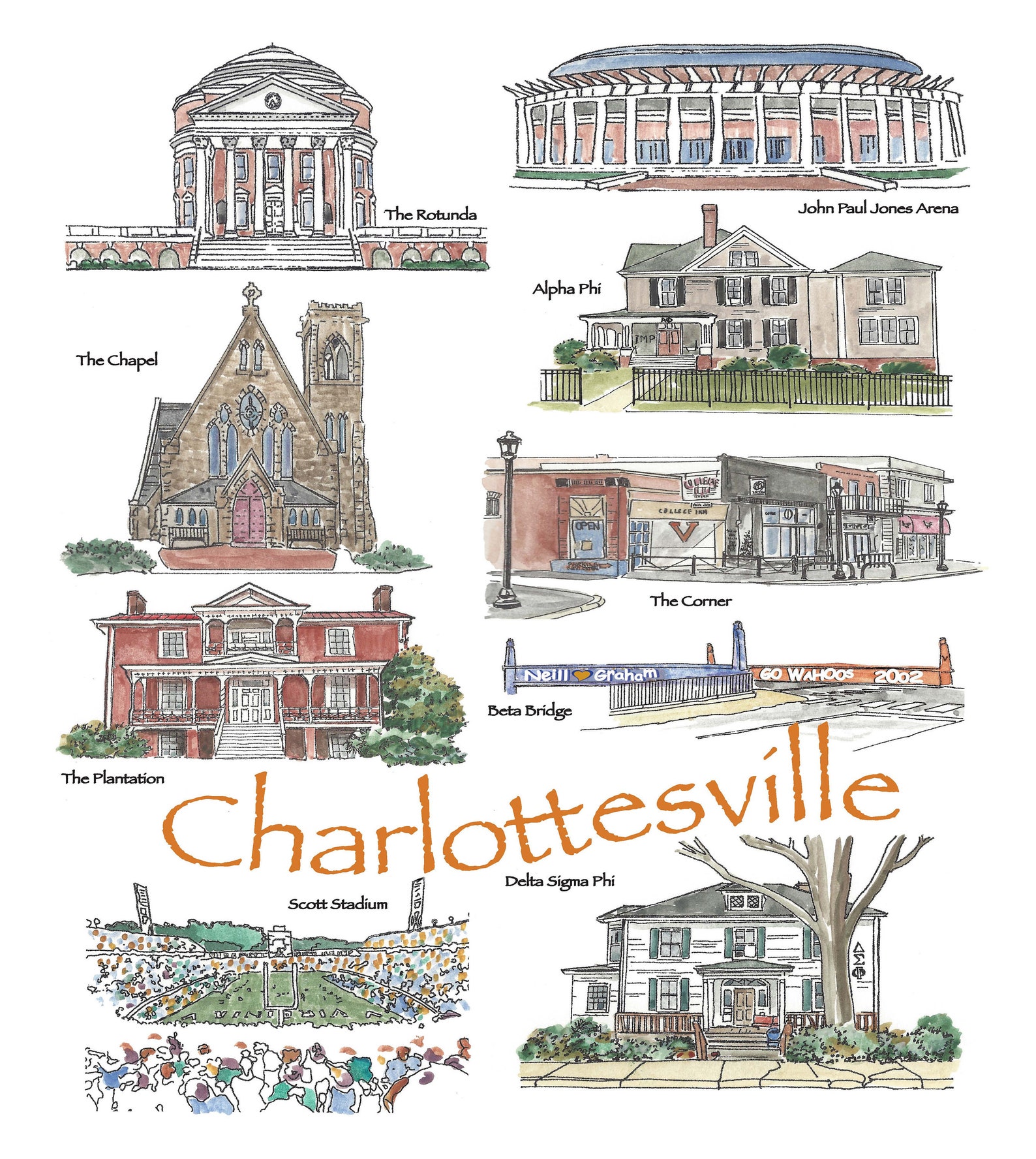 Personalized Charlottesville Print Etsy