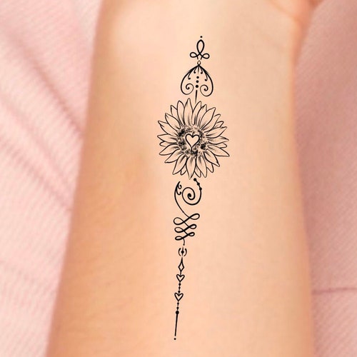 Unalome Sunflower Temporary Tattoo / Unalome Tattoo - Etsy
