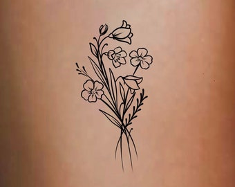 Floral Temporary Tattoo / flower Temporary tattoo / flowers tattoo