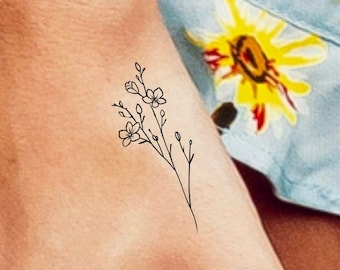 Wildflower Temporary Tattoo / thin line tattoo / floral tattoo / flower tattoo / wildflowers temp tattoo / floral temporary tattoo