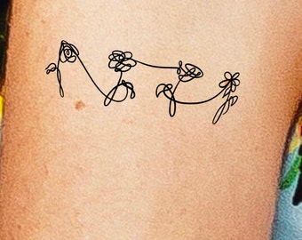 Floral Temporary Tattoo / flower line tattoo / simple tattoo / bts tattoo / bts flowers / k pop