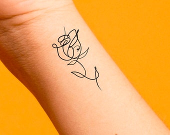 Rose Line Temporary Tattoo