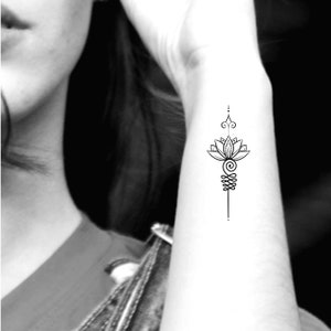 Unalome Lotus Temporary Tattoo / lotus tattoo / Unalome tattoo / floral tattoo / flower tattoos