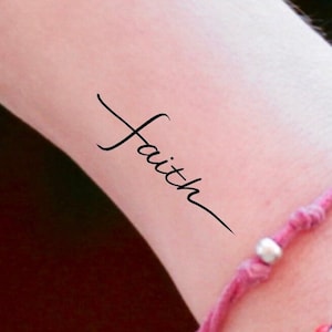 Faith Cross Temporary Tattoo / cross tattoo / faith tattoo / love tattoo / word tattoo / script tattoo / handwriting tattoo