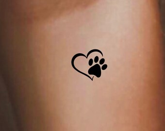 pix Love Heart Dog Paw Tattoo etsy