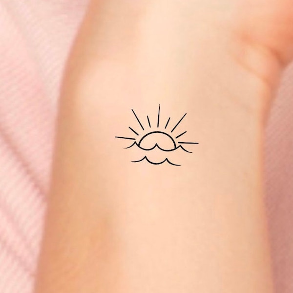 Sun Wave Temporary Tattoo - Sunrise Sunset Design