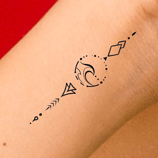 Wave Arrow Temporary Tattoo / wave tattoo / arrow tattoo / ocean tattoo / water tattoo / tropical tattoo / wave outline temp tattoo