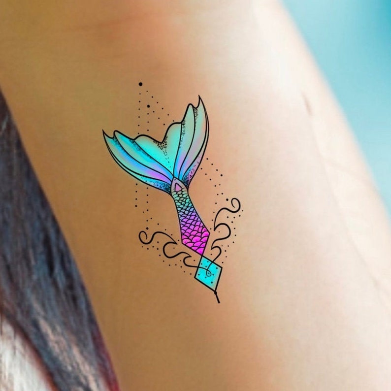 Mermaid Tail Temporary Tattoo / Mermaid Tattoo Etsy