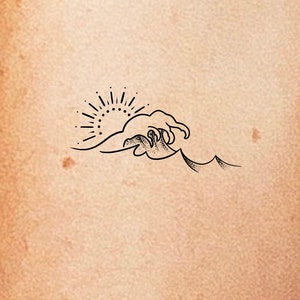 Sun Wave Temporary Tattoo / beach and tropical tattoo / water tattoo / ocean tattoo / great wave tattoo / Japanese tattoo