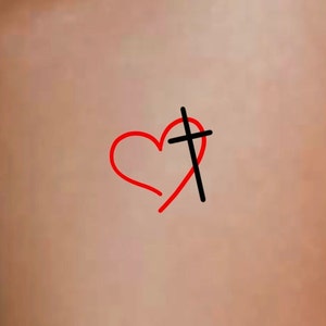 Cross Heart Temporary Tattoo