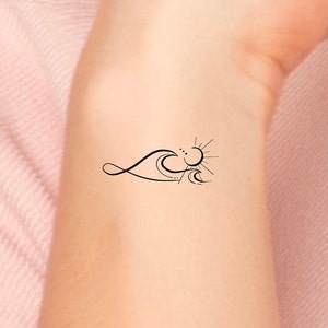 Wave Sun Temporary Tattoo