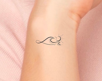 Wave Sun Temporary Tattoo